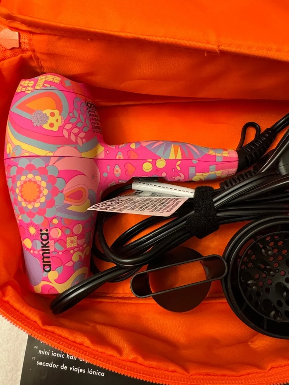 amika Pink Patterned Mini Ionic Hair Dryer - Picture 2 of 11